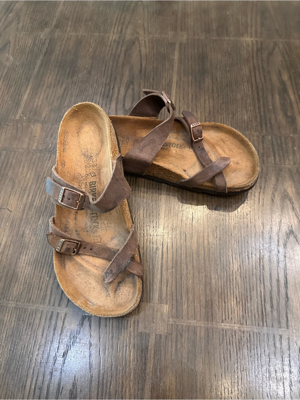 Birkenstock Brown Suede Copper Like Buckle Sandals